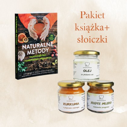 kurkuma z pieprzem czarnym 100 g złote mleko mieszanka przypraw 90 g olej do płukania ust 150 ml książka Naturalne metody na przeziębienie i wzmocnienie odporności