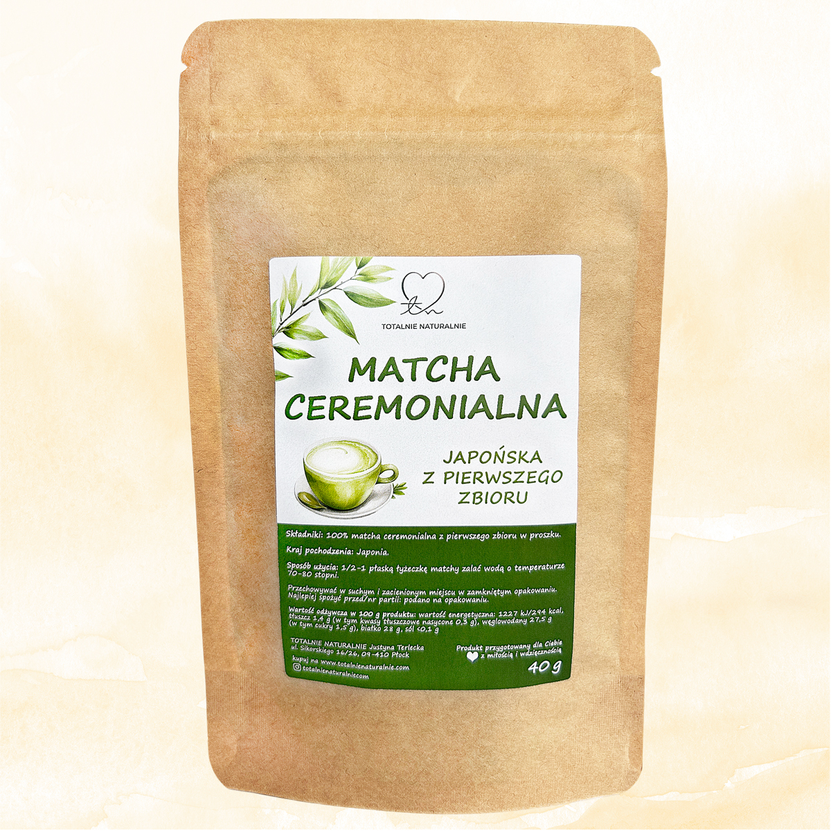 Matcha ceremonialna najwyższa jakość 100% z Japonii 40g z pierwszego zbioru bez goryczki eko bio